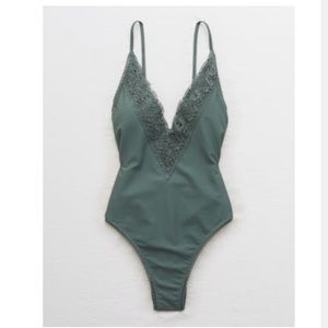 Green aerie one piece bathing suit